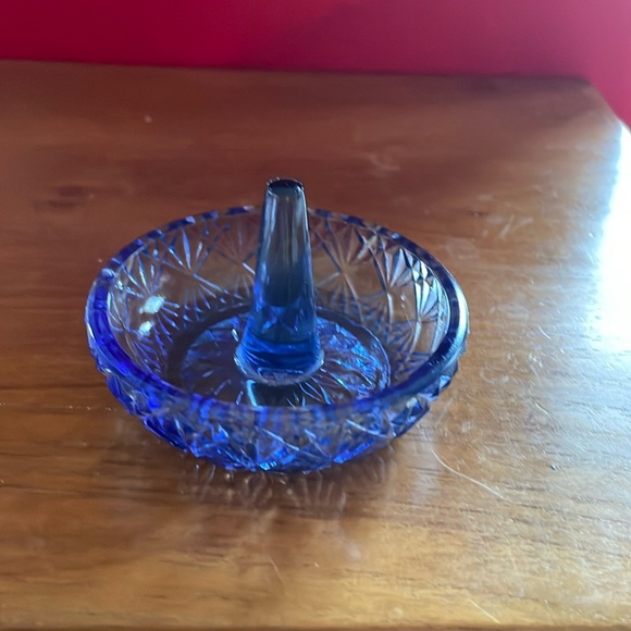 Fenton Jewelry - Vintage Fenton Blue Glass Ring Dish-70’s/early 80’s- Fenton logo on bottom